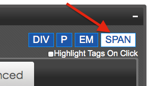 Editing Basics: Inspector Span The inspector Style Selector in the Basic tab enables you to chose styles you can apply to the <span> tag.
