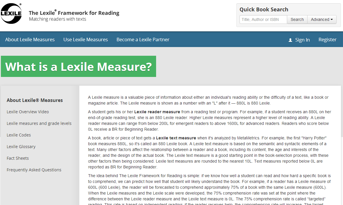 SLDS District/School Dashboard User Guide 46 If the teacher would like more information about Lexiles, he or she can click on the link beside the
