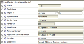 3. In the Object Id field, change the entry from -1 (driver inoperative) to a valid BACnet Device instance number.