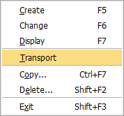 8.1.2 Project Transfer What to do Screen Display Select the project to transport, in transaction