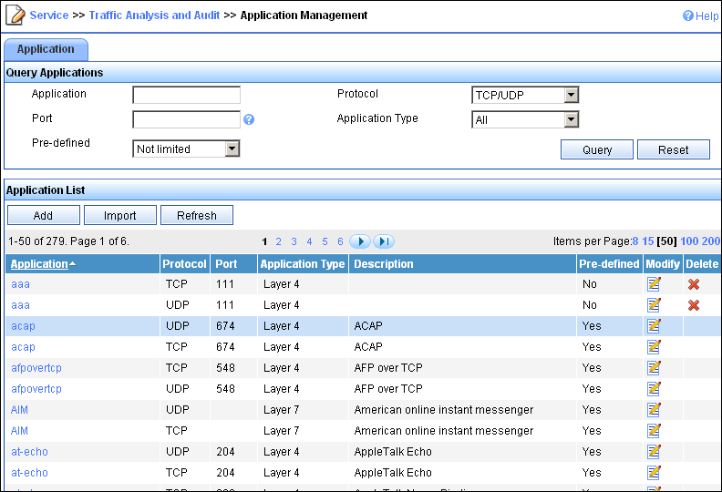 Table 8 User Behavior Audit Management menu (continued) Command Options Description NAT Audit Web Visiting Audit FTP Audit Mail Audit NAT Condition Web Visiting Condition FTP Condition Mail Condition