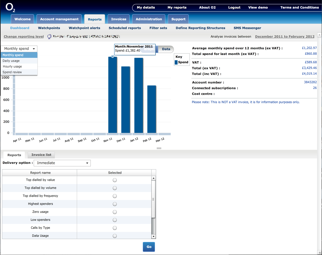 Contents Reports Page 29 Viewing by date You can search for information between two specified dates. 1. From the main screen click the Reports tab. 2. Click the date range next to Analyse invoices between.