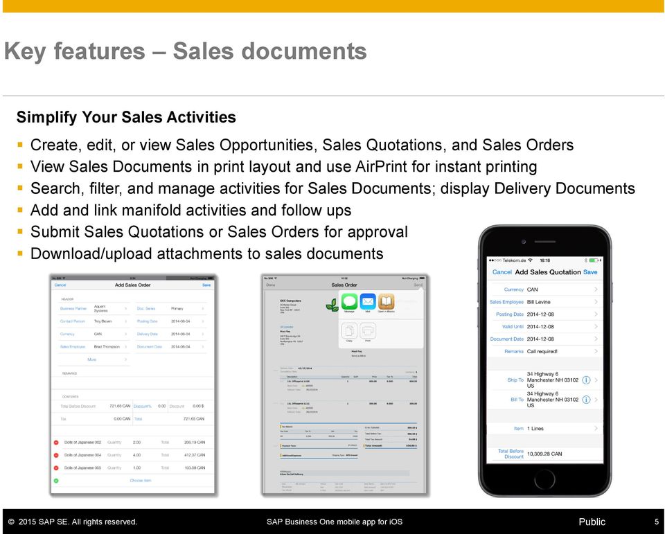 filter, and manage activities for Sales Documents; display Delivery Documents Add and link manifold activities