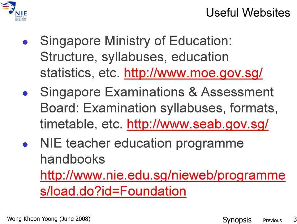 sg/ Singapore Examinations & Assessment Board: Examination syllabuses, formats,