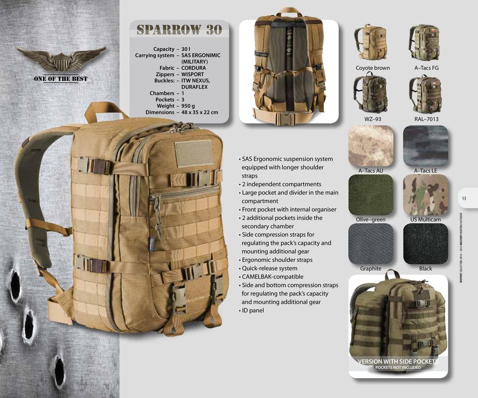 WISPORT SPARROW 16L HUNTING BACKPACK TREKKING MOLLE HYDRATION PACK RAL 7013 