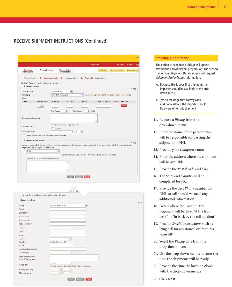 dhl import express online user guide for shippers - pdf