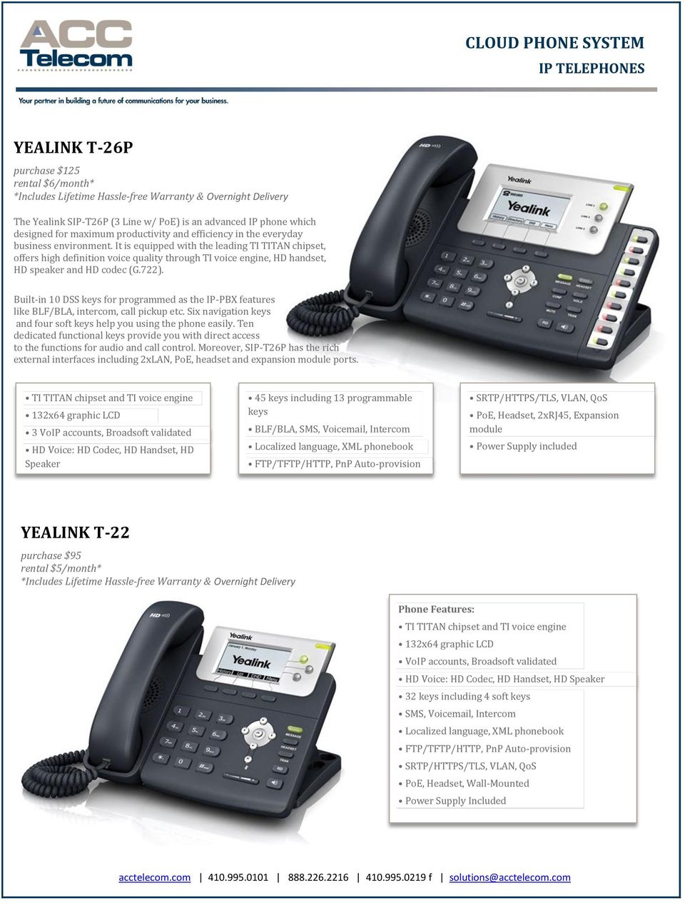 Built-in 10 DSS keys for programmed as the IP-PBX features like BLF/BLA, intercom, call pickup etc. Six navigation keys and four soft keys help you using the phone easily.