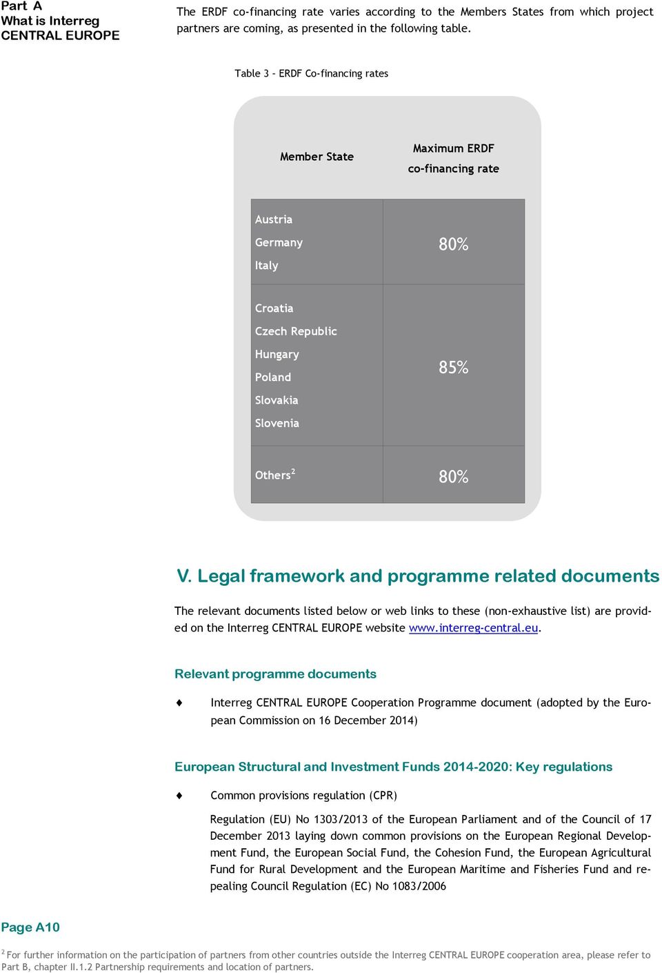 Legal framework and programme related documents The relevant documents listed below or web links to these (non-exhaustive list) are provided on the Interreg CENTRAL EUROPE website www.