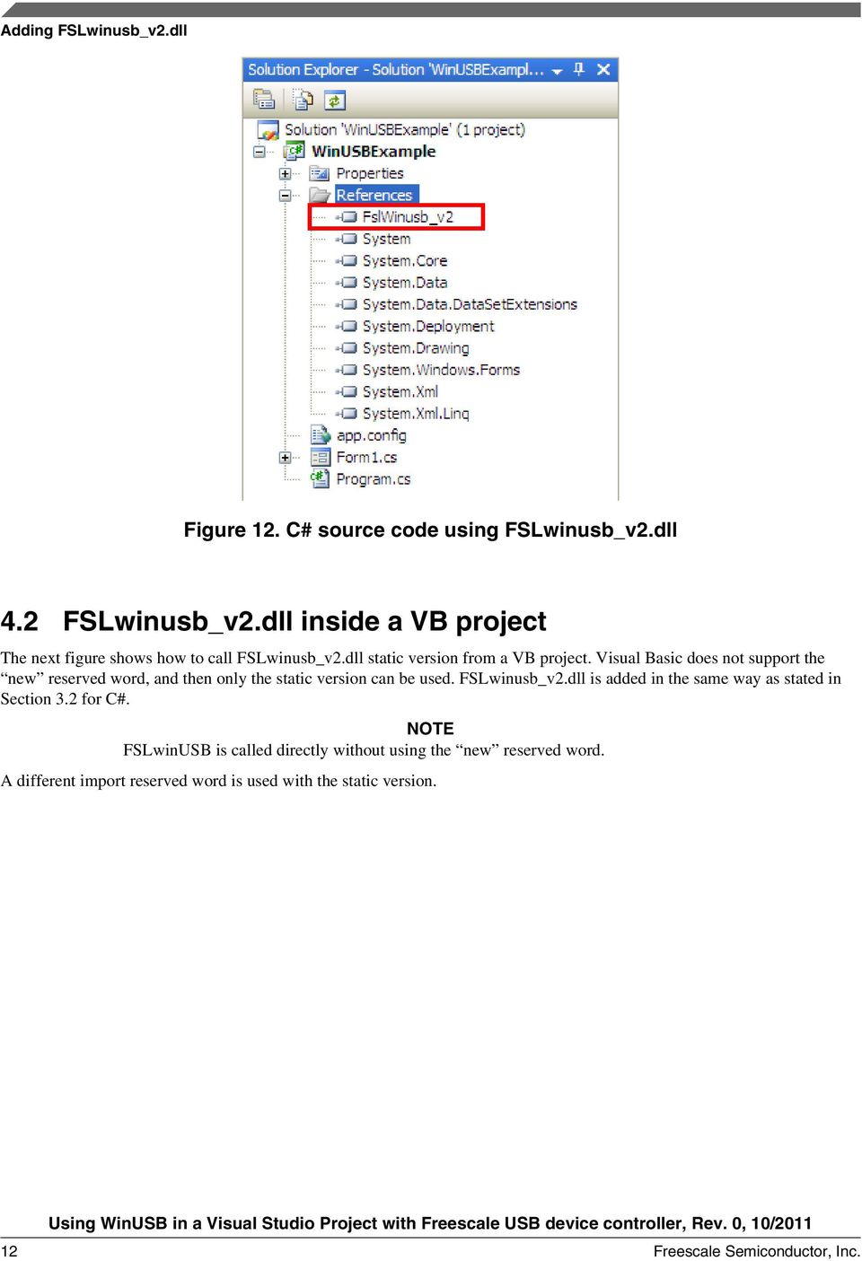 Visual Basic does not support the new reserved word, and then only the static version can be used. FSLwinusb_v2.