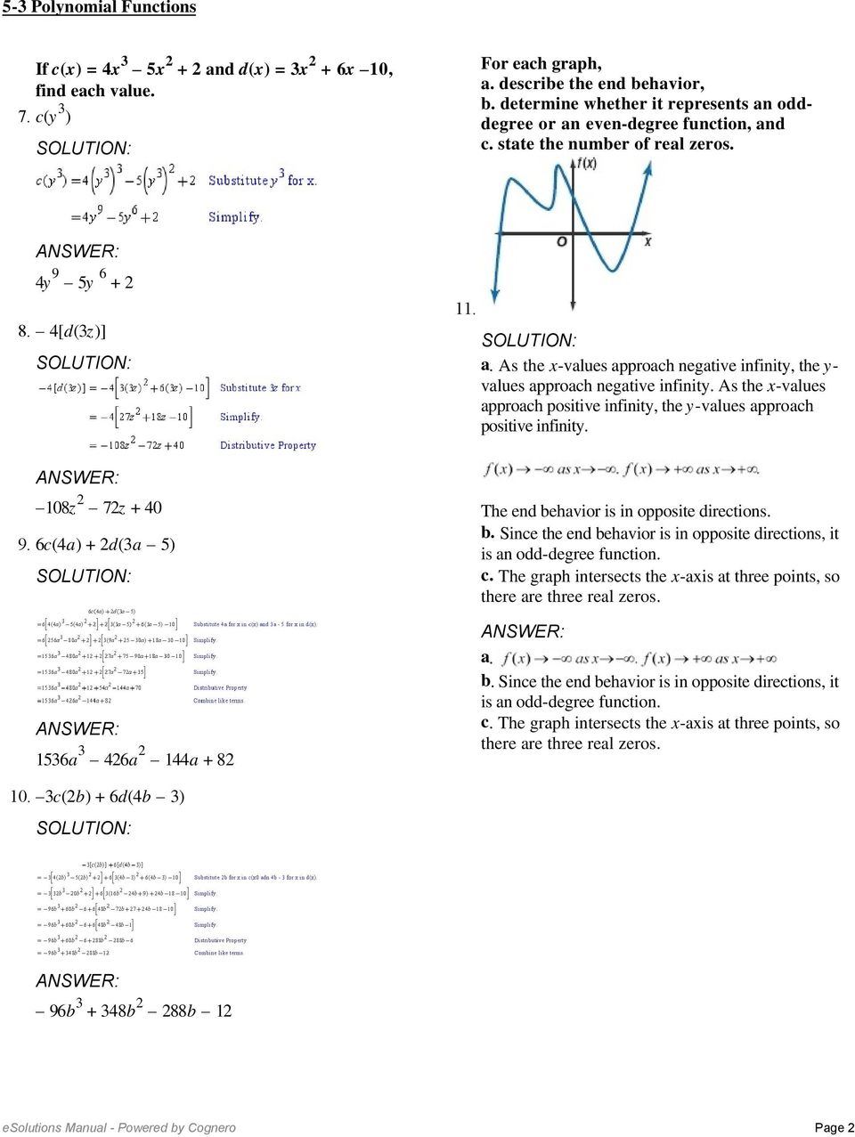 24-24 Polynomial Functions. not in one variable because there are For Graphing Polynomial Functions Worksheet Answers