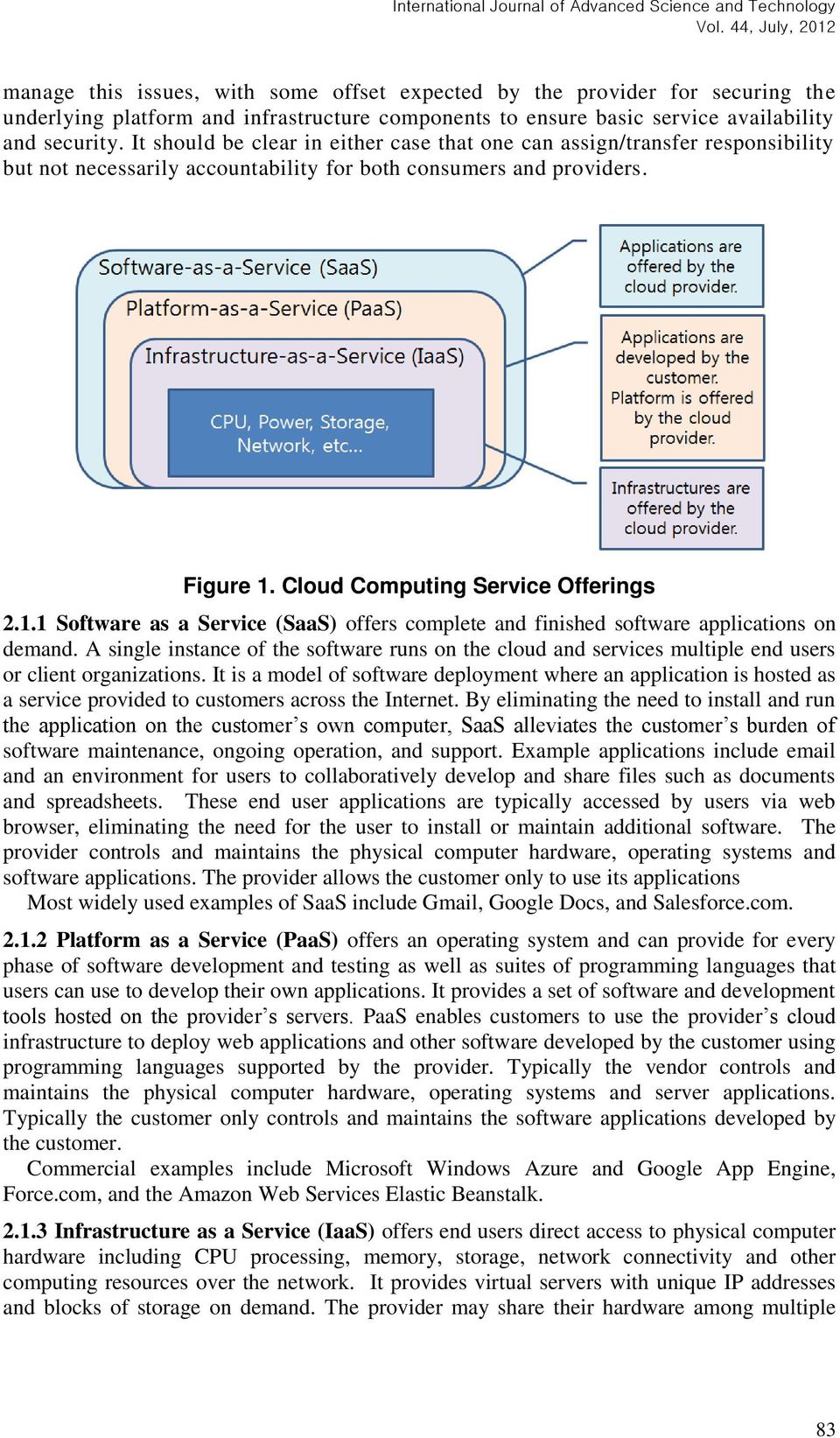 Cloud Computing Service Offerings 2.1.1 Software as a Service (SaaS) offers complete and finished software applications on demand.