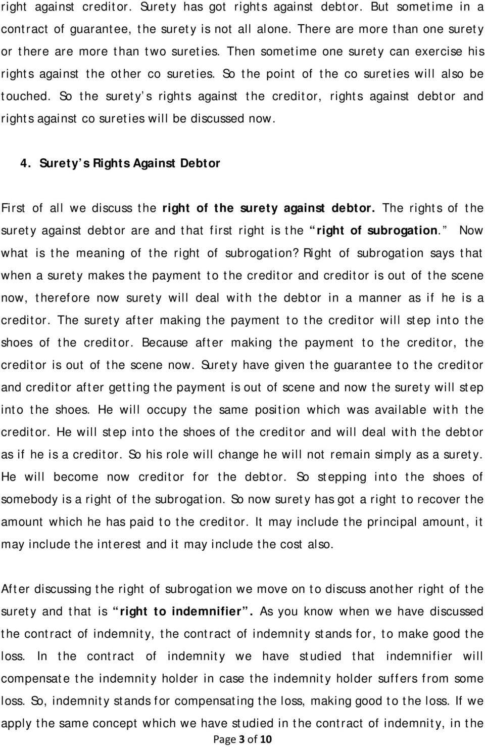 rights and duties of surety