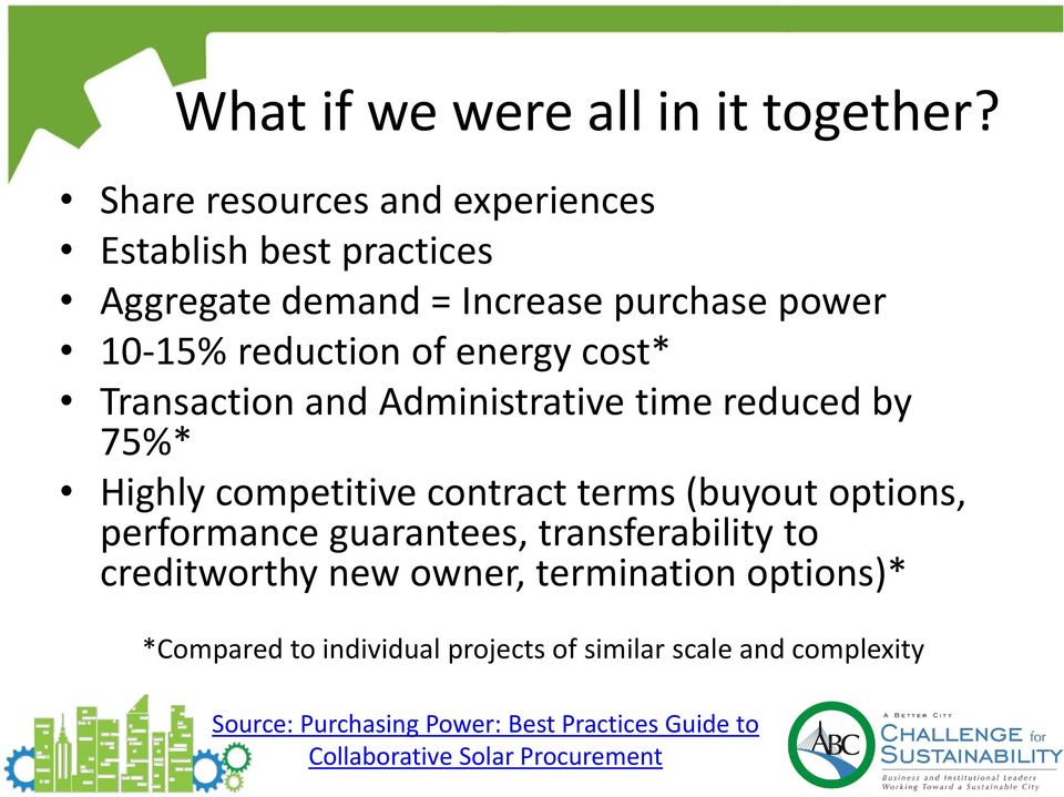 cost* Transaction and Administrative time reduced by 75%* Highly competitive contract terms (buyout options, performance