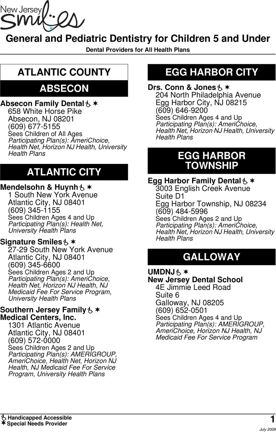 1301 Atlantic Avenue Atlantic City, NJ 08401 (609) 572-0000 EGG HARBOR CITY Drs.