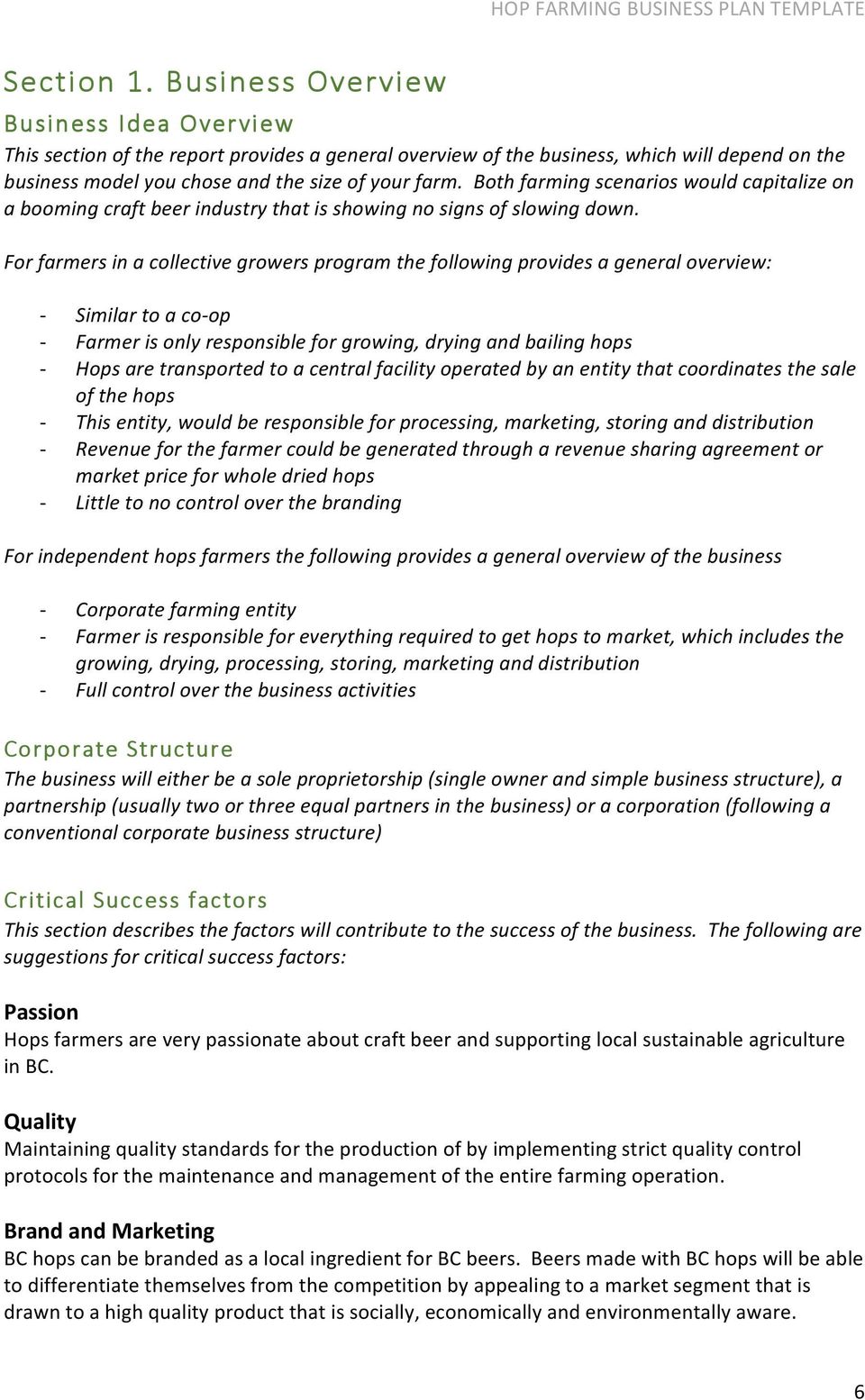 Technical Report 21: Hop Farming Business Plan Template - PDF Free With Regard To Brewery Business Plan Template Free