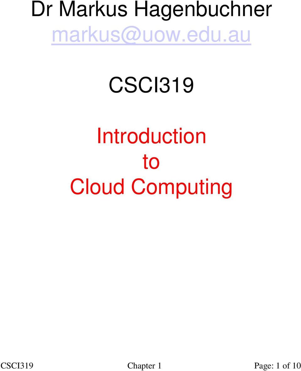 au CSCI319 Introduction to