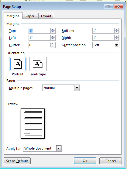 4. FORMATTING Formatting The Document The default page margins for Microsoft Word documents are 1 inch, but you may want to change them for a project.