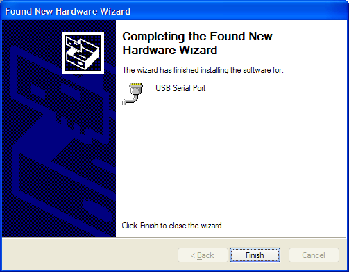 13. Hardware wizard found correct driver file. 14. USB Serial Port was installed successfully.