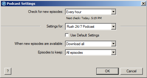 Setting up the itunes Auto-Download Feature for the Rush 24/7 Podcast Click the gear icon to the right of the podcast in the main Podcast library pane.