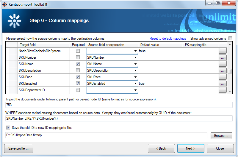 6. Preview the source of data. 7. Check and configure the field mappings.