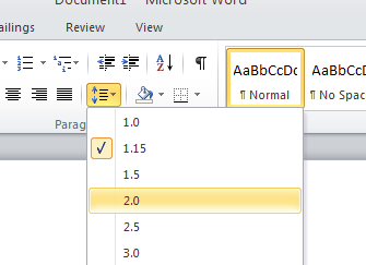 3) Word 2010 automatically sets the margins of a new or blank document to 1 inch on all sides. To check the margins, click on the tab that is labeled Page Layout to open the Page Layout ribbon.