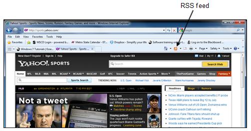 website Subscribe to RSS feeds RSS are feeds that will display constantly updated information Click RSS feed icon on