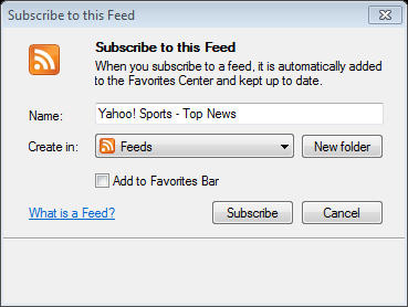 the feed in Name field if desired Select Add to Favorite Bar