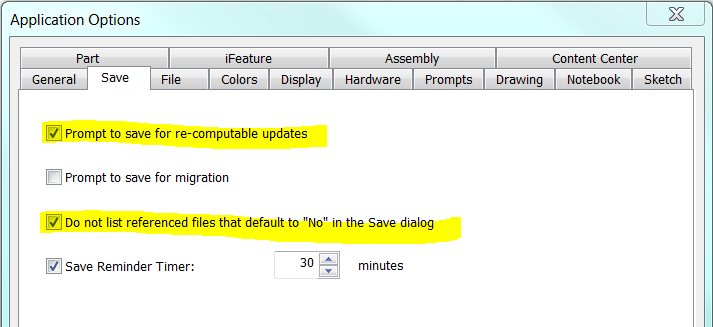 Save Do Not List Reference Files Stops any components being listed that do not require