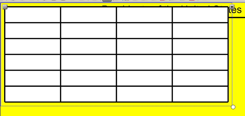 WORKING WITH TABLES Creating Tables 1. From the main Notebook toolbar, select the Tables icon. 2. Select the number of rows and columns desired for the table. 3.