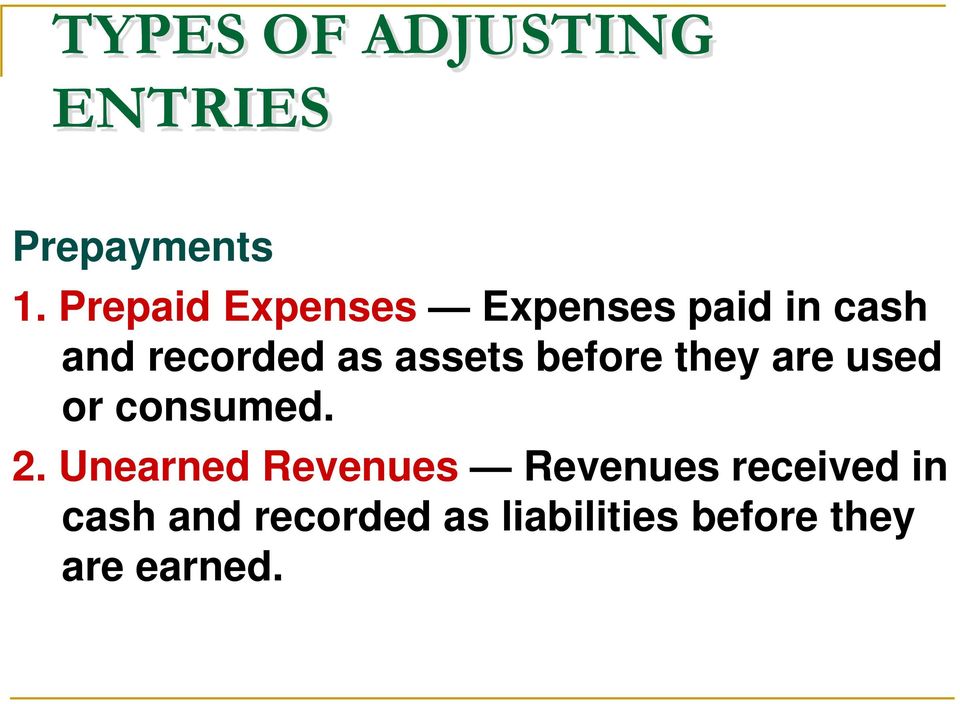 assets before they are used or consumed. 2.
