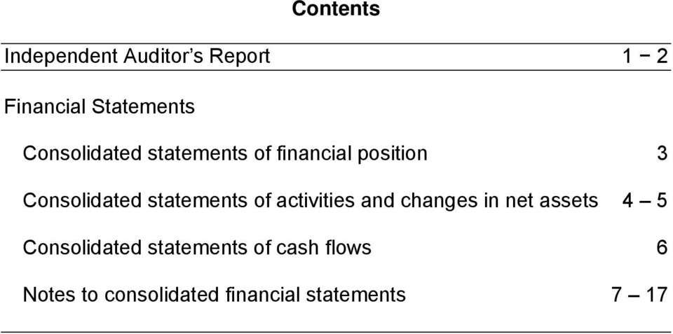 statements of activities and changes in net assets 4 5