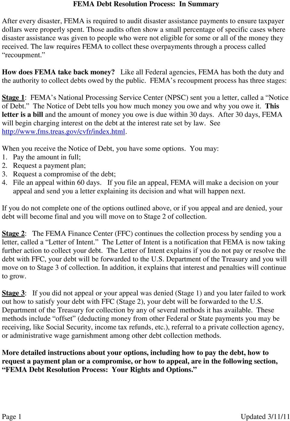 Fema Debt Resolution Process In Summary Pdf Free Download