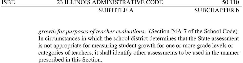 the State assessment is not appropriate for measuring student growth for one or more grade levels