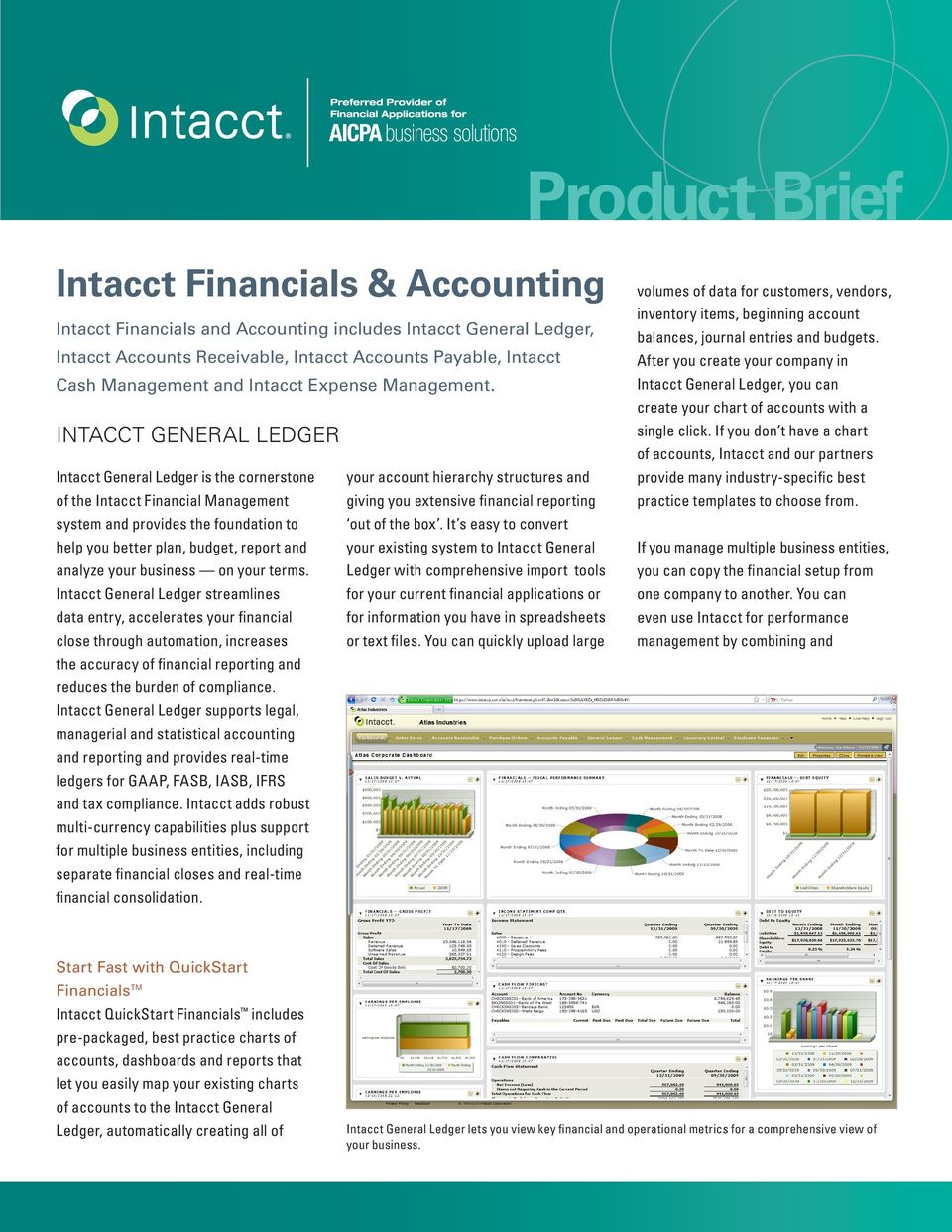 Intacct General Ledger Intacct General Ledger is the cornerstone your account hierarchy structures and of the Intacct Financial Management giving you extensive financial reporting system and provides