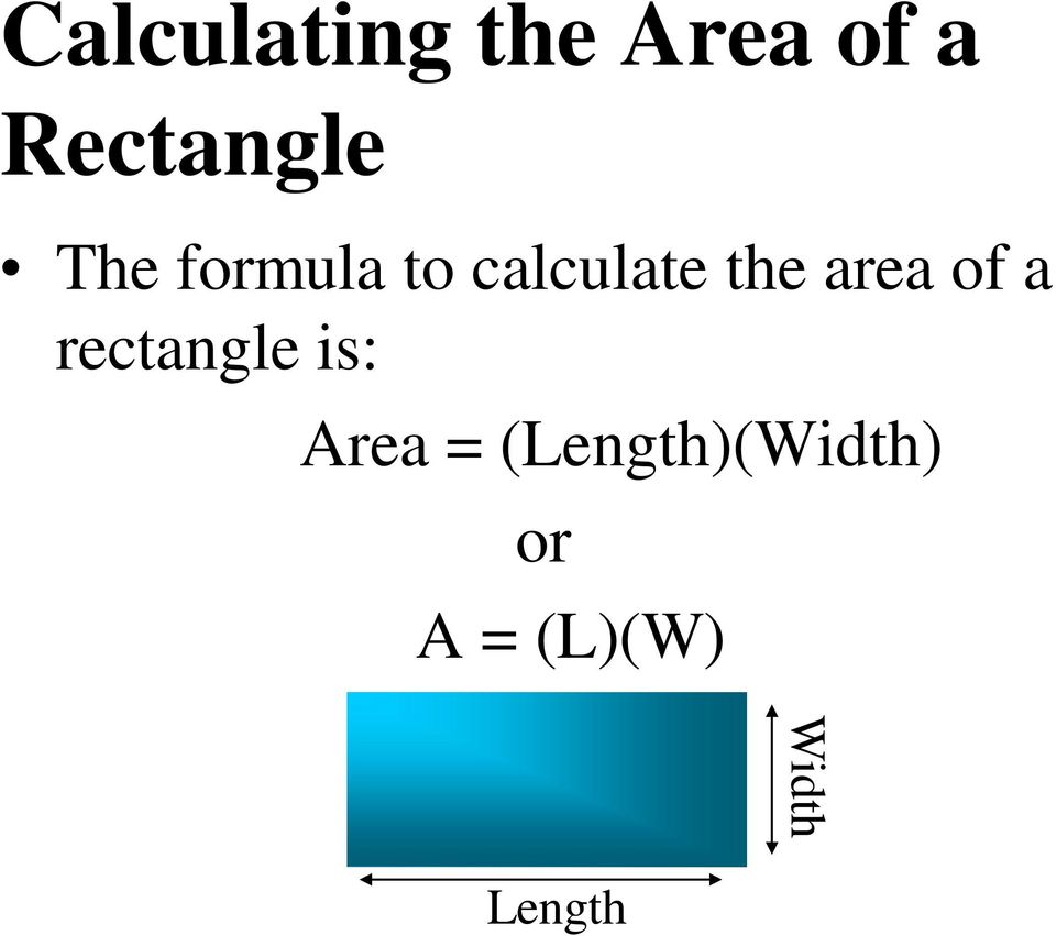 the area of a rectangle is: Area =