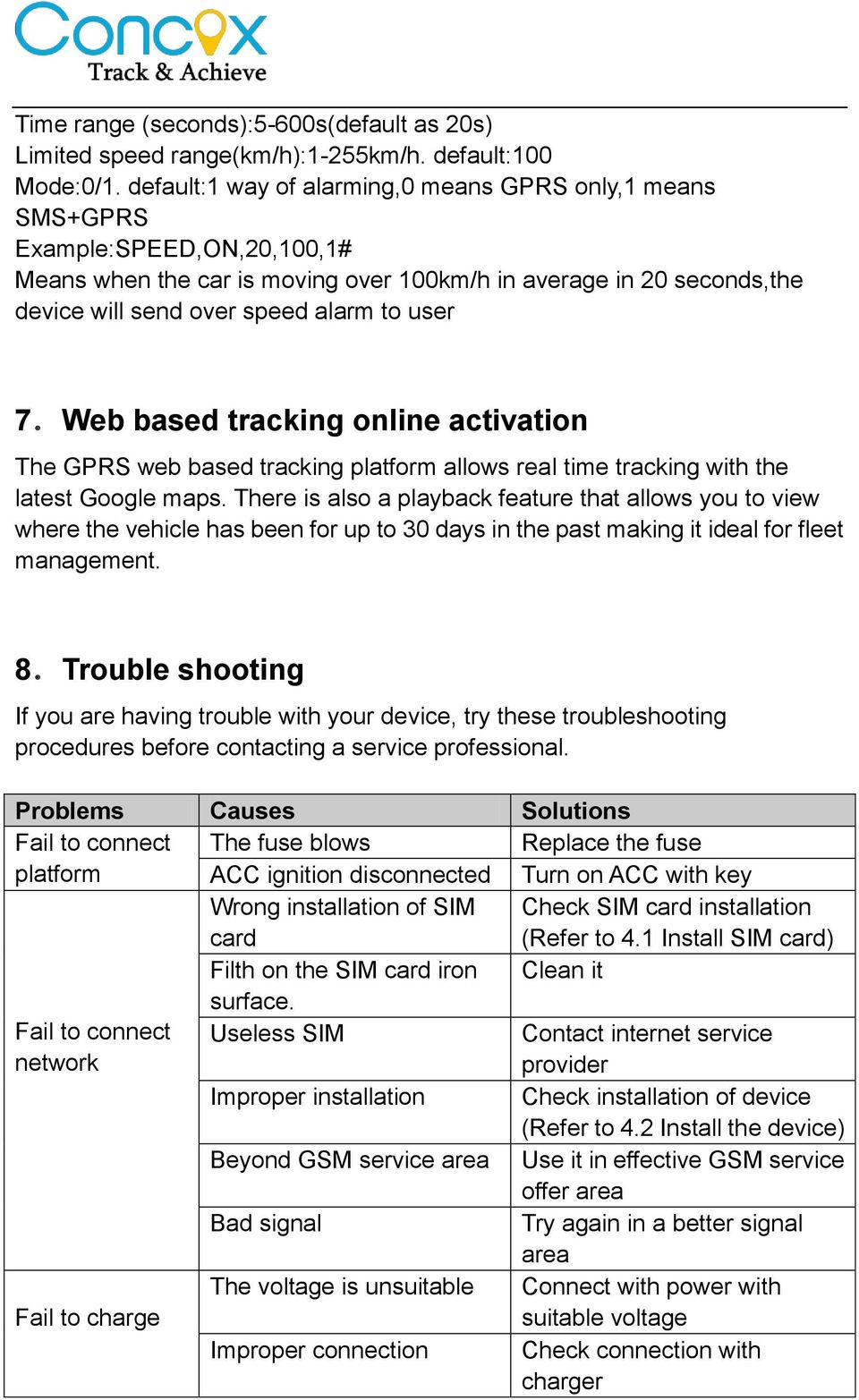 user 7.Web based tracking online activation The GPRS web based tracking platform allows real time tracking with the latest Google maps.