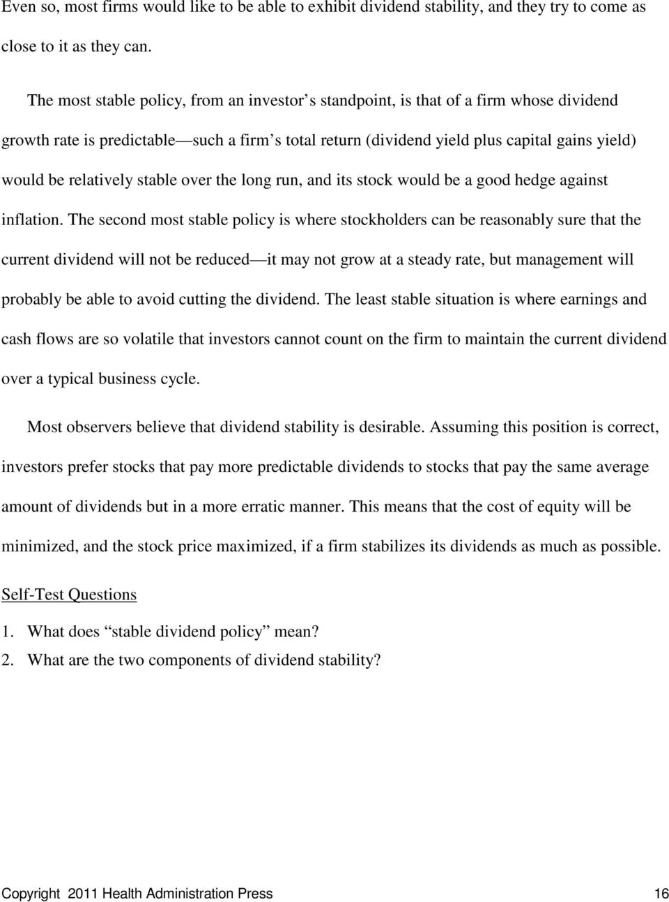 dividend stability policy