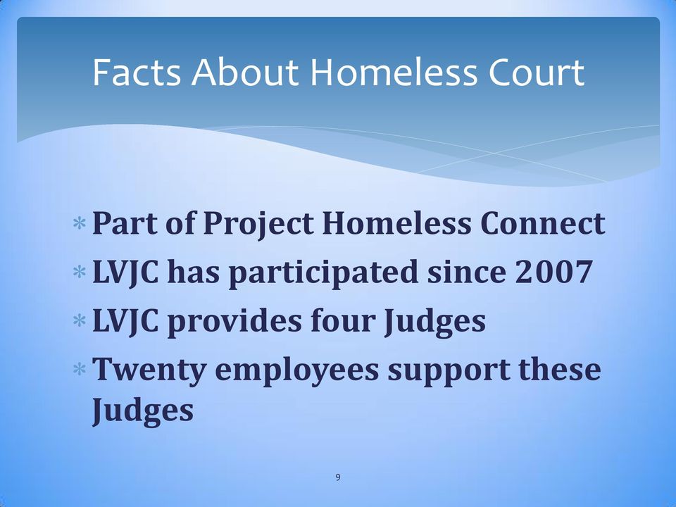participated since 2007 LVJC provides