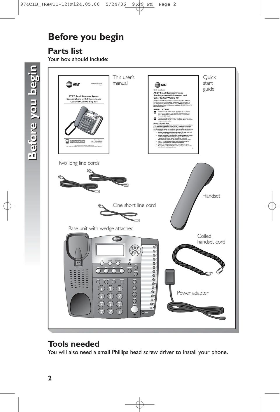 Intercom and Caller ID/Call Waiting 974 Information, Visit Our Web Site At www.telephones.att.com Please also read Part 1 Important product information 2006 Advanced American Telephones.