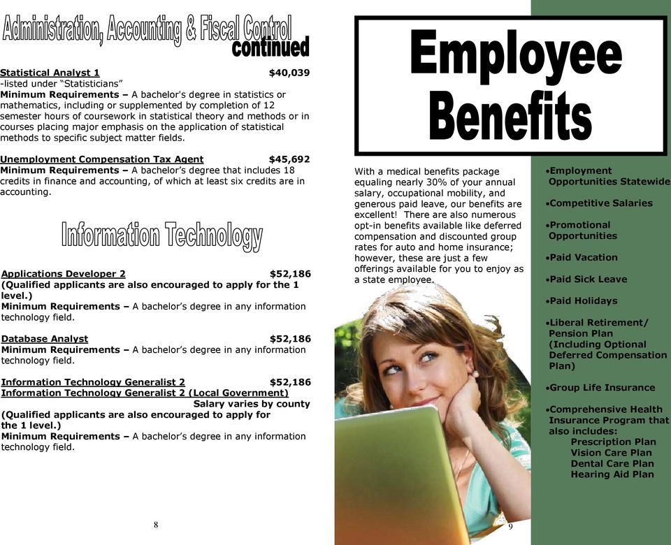 Unemployment Compensation Tax Agent $45,692 Minimum Requirements A bachelor s degree that includes 18 credits in finance and accounting, of which at least six credits are in accounting.