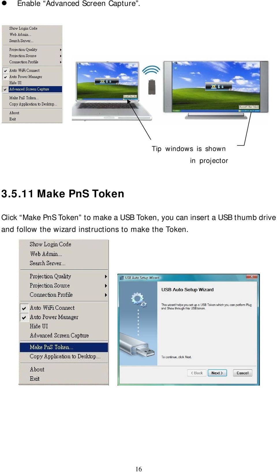 11 Make PnS Token Click Make PnS Token to make a USB