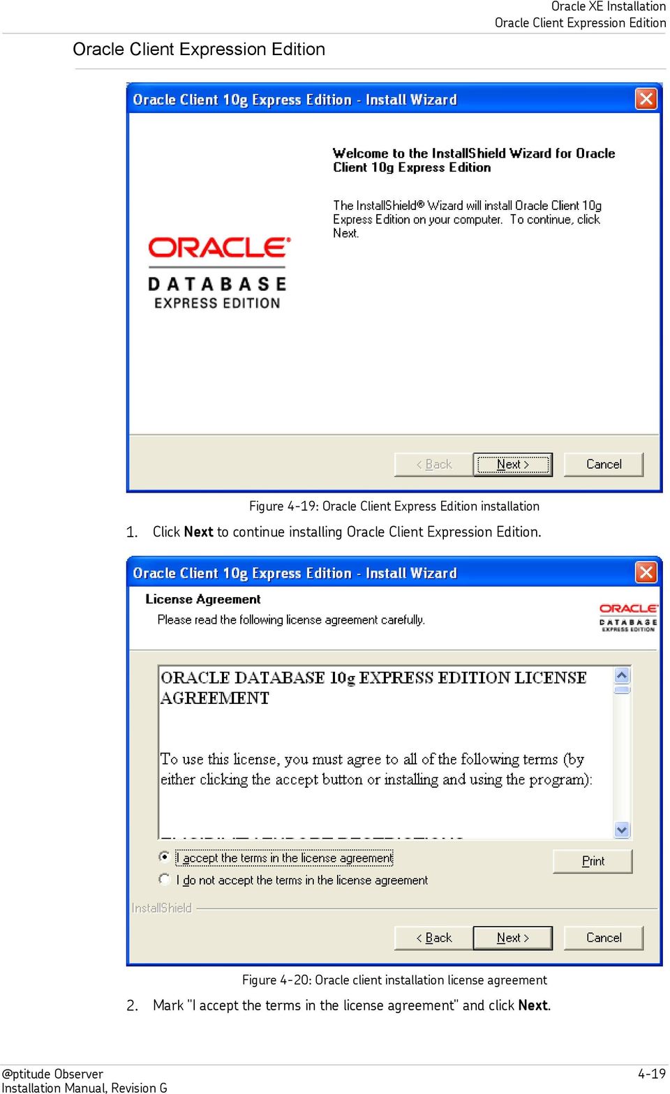 Click Next to continue installing Oracle Client Expression Edition.