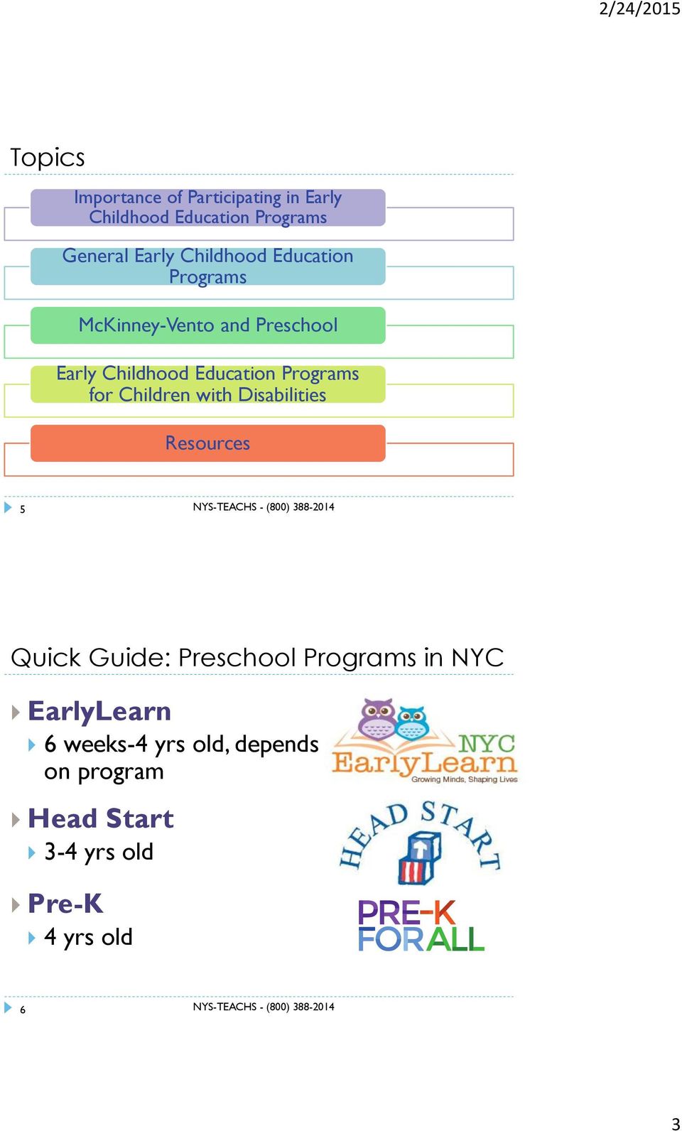 Education Programs for Children with Disabilities Resources 5 Quick Guide: Preschool