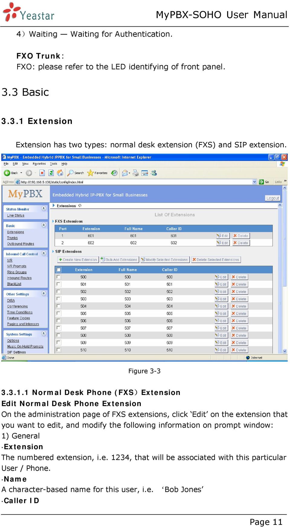 Extension Extension has two types: normal desk extension (FXS) and SIP extension. Figure 3-3 3.3.1.