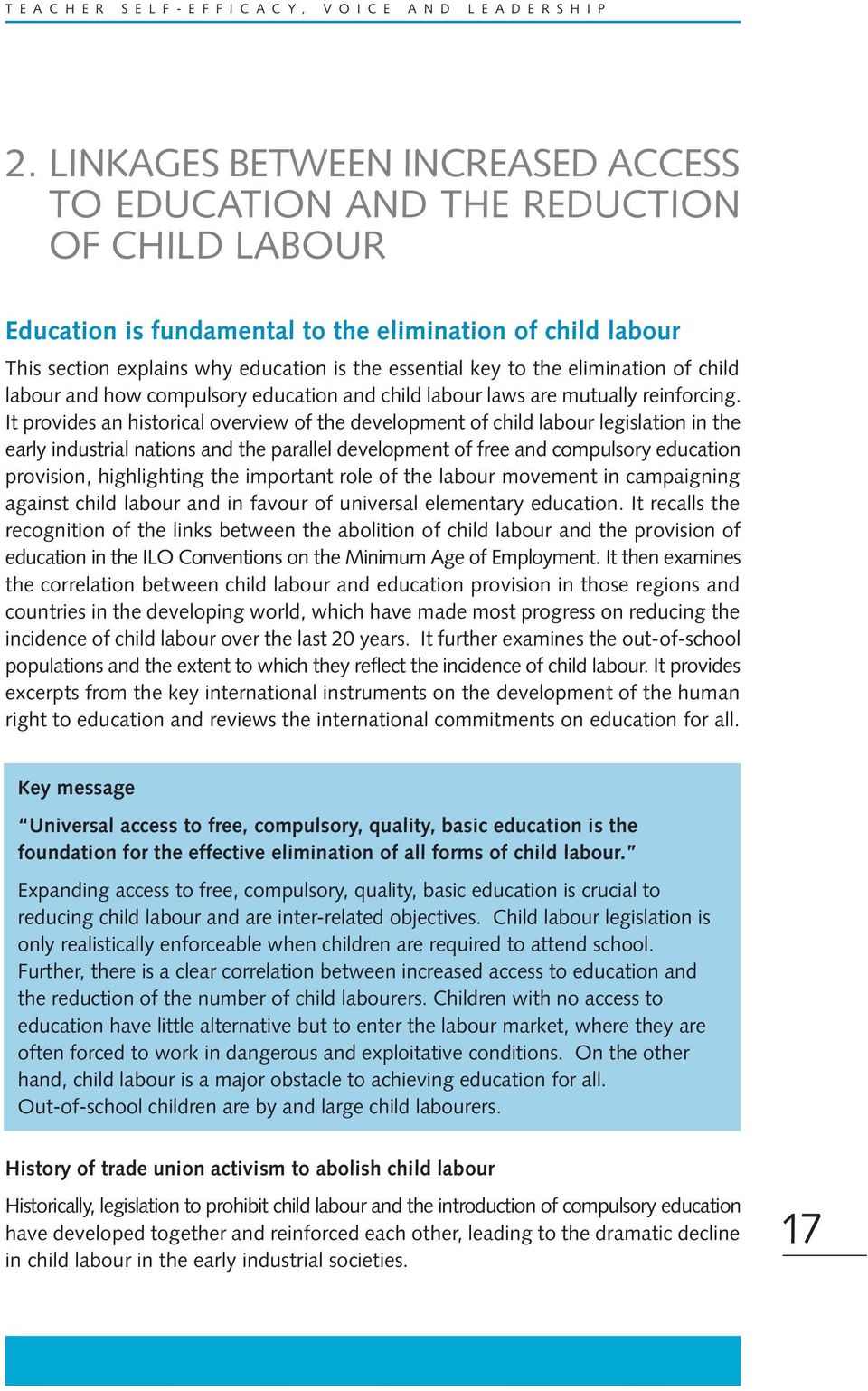to the elimination of child labour and how compulsory education and child labour laws are mutually reinforcing.