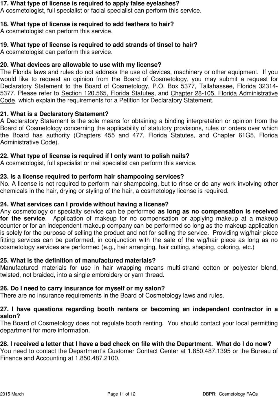 board of cosmetology frequently asked questions and answers - pdf