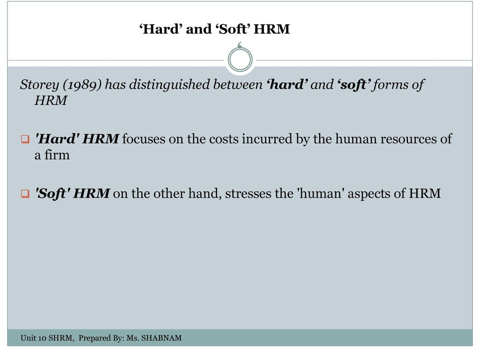 soft approach to hrm