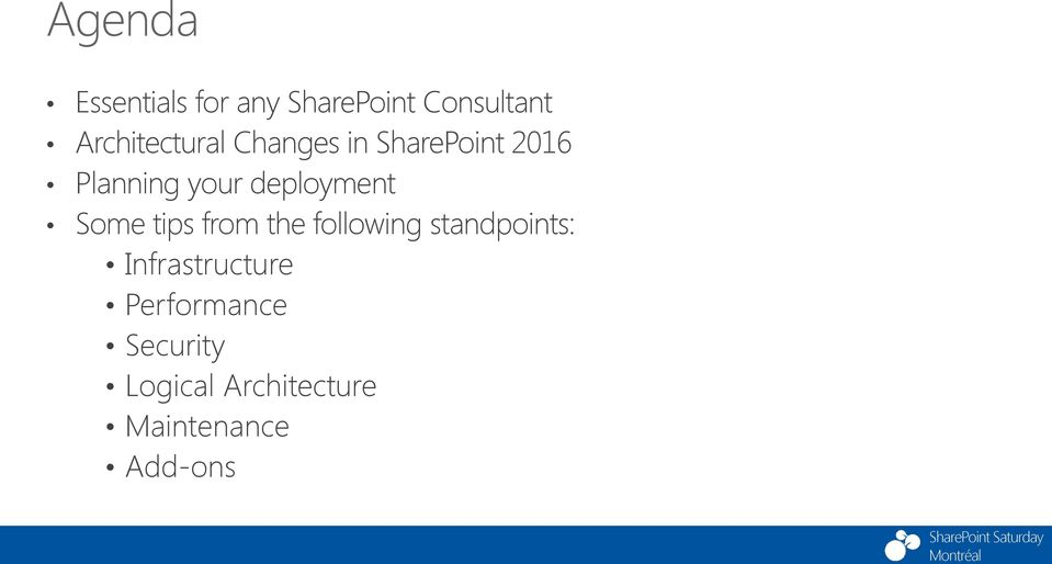 deployment Some tips from the following standpoints: