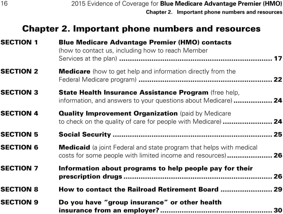 .. 17 Medicare (how to get help and information directly from the Federal Medicare program).