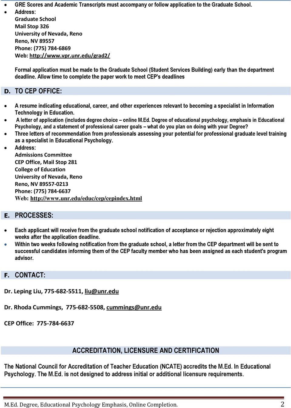 TO CEP OFFICE: A resume indicating educational, career, and other experiences relevant to becoming a specialist in Information Technology in Education.